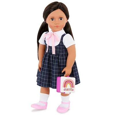 Our Generation Juanita 18 Doll in School Dress with Rainbow Lunch Box