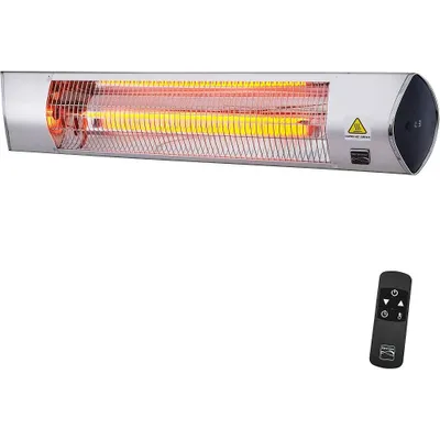 Kenmore Carbon Infrared 1500W Wall-Mounted Patio Heater with Remote Silver: Electric, 3 Heat Settings, 130 Sq Ft Coverage