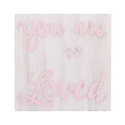 Little Love By NoJo You Are So Loved Square Wood Nursery Wall Dcor - Pink and White