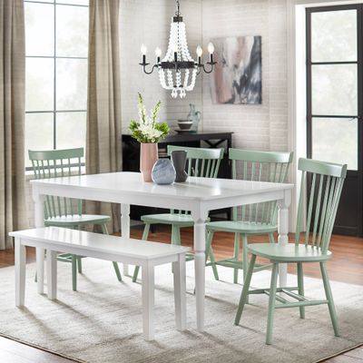 6pc Parma Rectangular Dining Set with Bench Mint - Buylateral