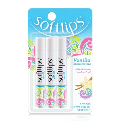 Softlips Daily Lip Balm Moisturizer for Dry Lips - Vanilla - 0.21oz/3pk