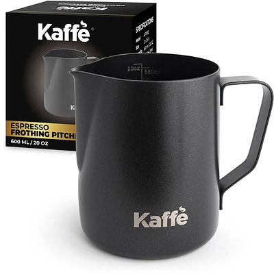 Kaffe Frothing Pitcher Dark Brushed Stainless Steel: Milk Frothing Pitcher, Coffee & Espresso Accessories, Stainless Steel Finish