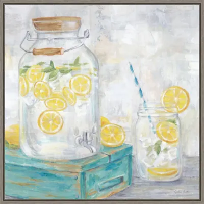 Amanti Art 22x22 Lemon Water by Cynthia Coulter Framed Wall Print: Summer Refreshment Canvas Art