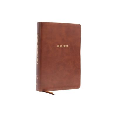 Kjv, Foundation Study Bible, Large Print, Leathersoft, Brown, Red Letter, Thumb Indexed, Comfort Print - by Thomas Nelson (Leather Bound)