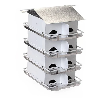 Birds Choice 26 Silver Unassembled Purple Martin House Starling Resistant 4 Floor 16 Room Bird House: Weatherproof Aluminum, Pole Mounted