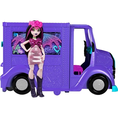 Monster High 10.2 Draculaura Doll and Fangtastic Rockin Food Truck Playset with Themed Accessories