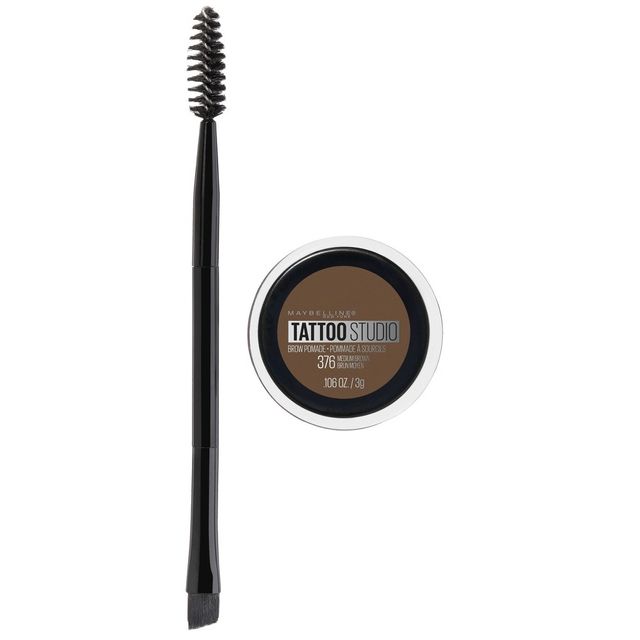 Maybelline Tattoo Studio Waterproof Brow Pomade 376 Medium Waterproof Brown - 0.11oz