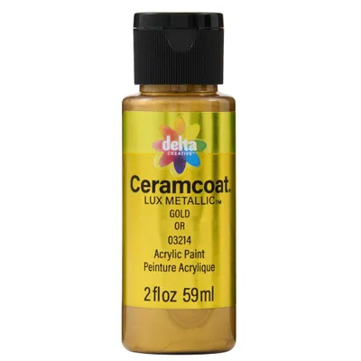 Delta 2 fl oz Ceramcoat Luxe Metallic Paint Gold: Water-Based, Interior & Exterior, Wood & Metal, Quick-Dry, 5 sq ft Coverage