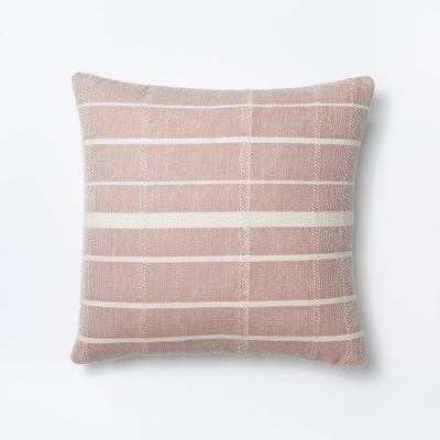 Woven Cotton Textured Square Throw Pillow Light Taupe - Threshold