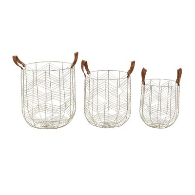 Set of 3 Metal Storage Baskets - Olivia & May: Silver Round Wire Baskets, Luxury Decor, Universal Placement