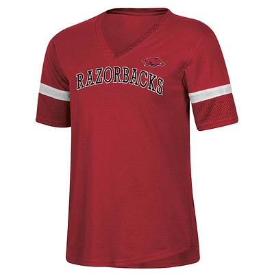 NCAA Arkansas Razorbacks Womens Mesh Trim V-Neck T-hirt