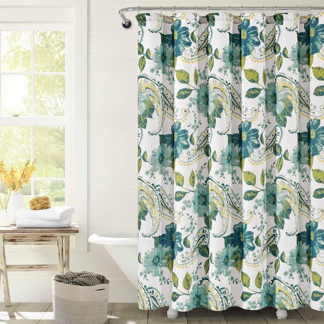 Lush Dcor Floral Paisley Shower Curtain Blue