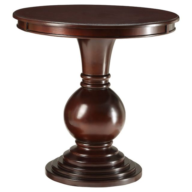 Acme Furniture Alyx End Table  Brown: Round Side Table, Antique Finish, Wood Veneer