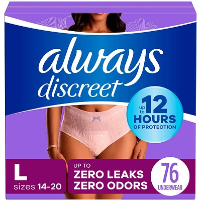 Always Discreet Incontinence Underwear Womens - Maximum Protection - Large - 76ct