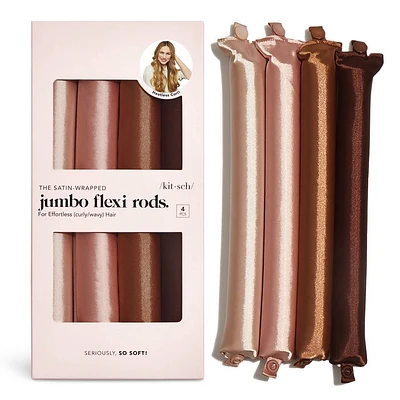 Kitsch Satin Jumbo Flexi Rods Hair Rollers - Rosewood - 4pk