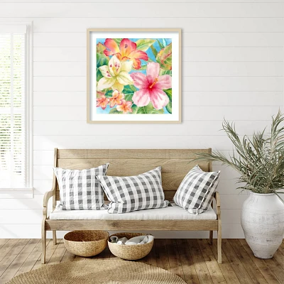 Amanti Art 33x33 Tropical Island Florals by Cynthia Coulter Wood Framed Wall Art Print