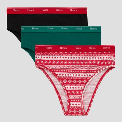 Hanes Womens 3pk Holiday Hi-Cut Briefs OC43B3