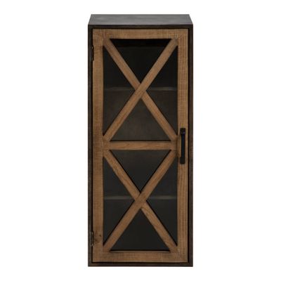 Kate & Laurel 30 x 12 Mace Decorative Rustic Floating Storage Cabinet - Wall-Mounted, Glass Window Door