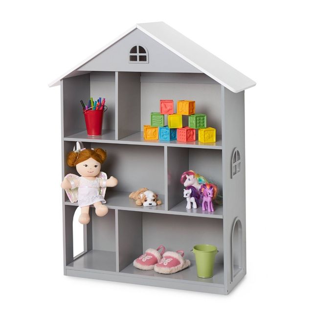 Dollhouse Kids Bookcase  - WildKin: MDF Novelty Bookshelf, 3 Shelves, Anti-Tip, 42 Tall, Ages 3+