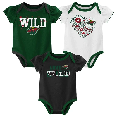 NHL Minnesota Wild Baby Girls 3pk Bodysuit