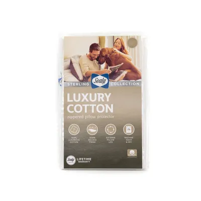 Sealy  Luxury Cotton Pillow Protector: Quilted, Zippered, Stain-Repellent, Machine Washable