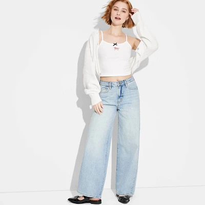 Womens High-Rise Baggy Jeans - 0: Leg, Denim