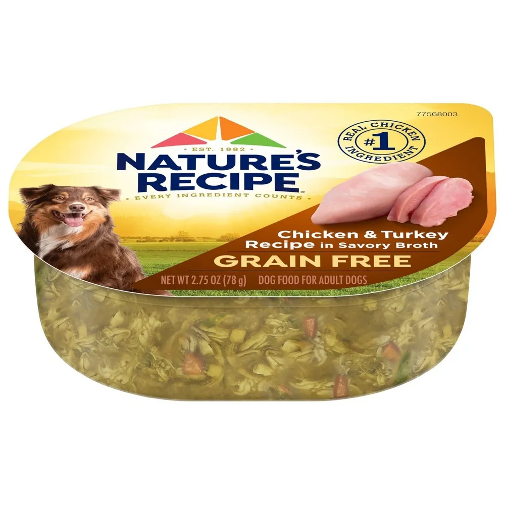 Natures Recipe Grain Free Chicken & Turkey Wet Dog Food in Wholesome Broth  - 2.75oz | The Market Place