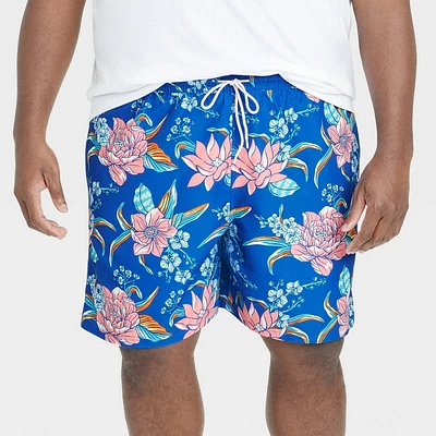 Mens Big & Tall 7 E-Waist Floral Print Swim Shorts