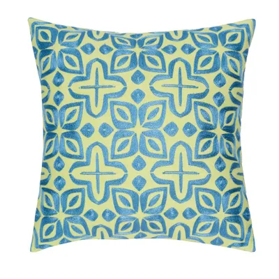 Beauty Embroidered Decorative Pillow Blue/Sunshine - Rochelle Porter