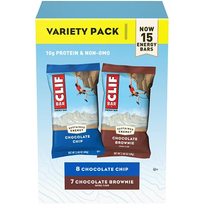 CLIF Bar Chocolate Chip and Chocolate Brownie Energy Bars - 36oz/15pk