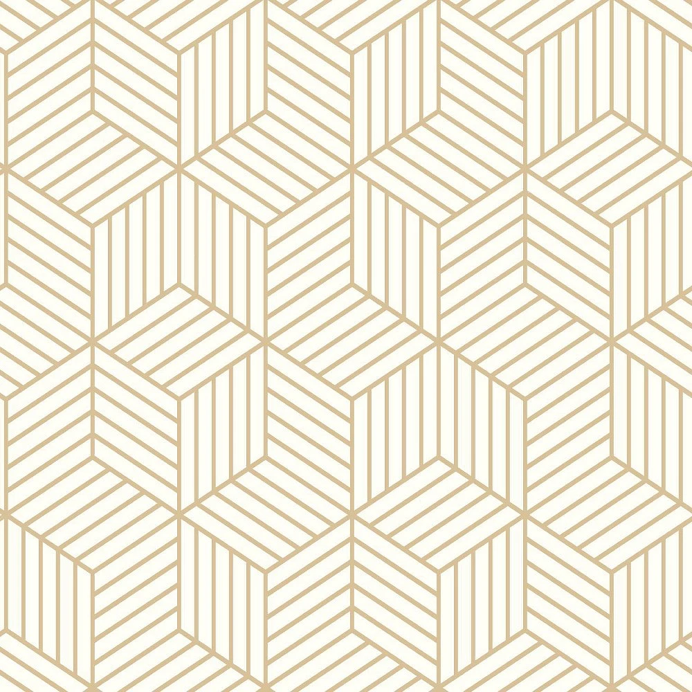 RoomMates Striped Hexagon White Peel and Stick Wallpaper