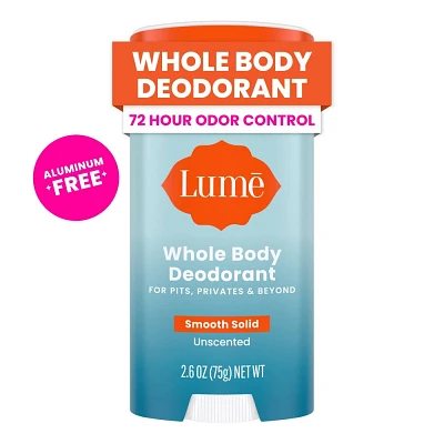 Lume Whole Body Womens Deodorant - Smooth Solid Stick - Aluminum Free - Unscented - 2.6oz