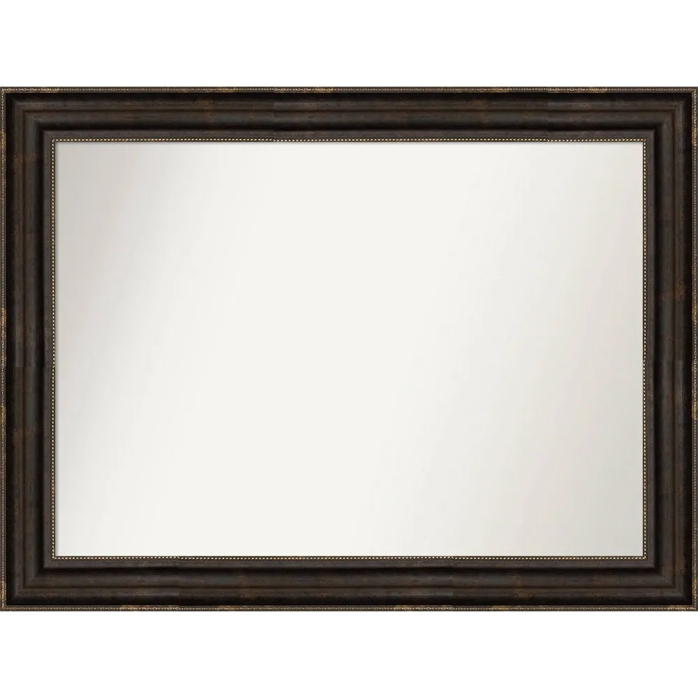 44 x 33 Non-Beveled Stately Bronze Wall Mirror - Amanti Art: Rectangle, Polystyrene Frame, Wall Mounted