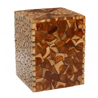 Contemporary Teak Wood Accent Stool Brown - Olivia & May: Entryway Furniture, Unupholstered Solid Design