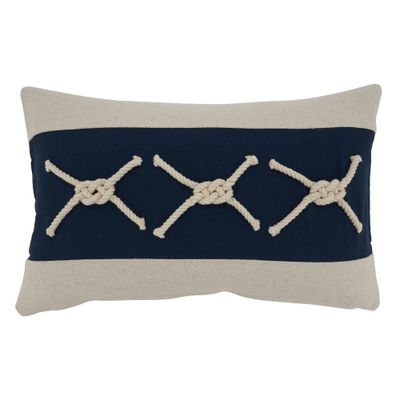 12x20 Oversize Rope Knots Applique Lumbar Throw Pillow Cover - Saro Lifestyle