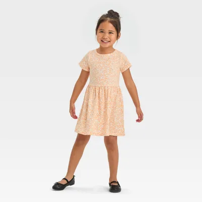 Toddler Girls Floral Short Sleeve Dress - Cat & Jack Orange 12M