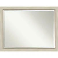 44 x 34 Beveled Parthenon Cream Wood Wall Mirror - Amanti Art: Modern Rectangle, No Assembly, Wall Mount