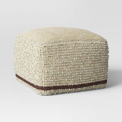 Branchville Square Pouf Cream Boucle - Threshold: Transitional Style, No Assembly, Cotton & Wool Blend