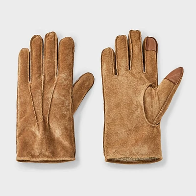 Mens Faux Shearling Suede Leather Gloves