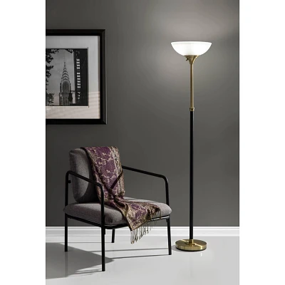 71 Bergen Collection Torchiere Black - Adesso: ETL Listed, Metal Body, Glass Shade, No Bulb Included