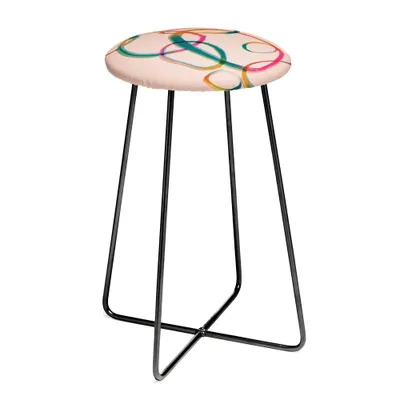 ThirtyOne Illustrations Love and Aberration Counter Height Barstool - Deny Designs: Modern Faux Leather