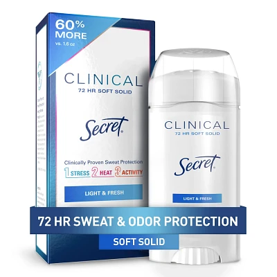 Secret Clinical Strength Antiperspirant and Deodorant for Women Soft Solid - Light & Fresh - 2.6oz