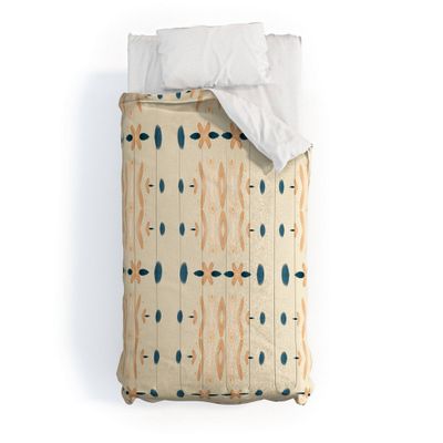 Mud Cloth Neutral Sheila Wenzel-Ganny Comforter Set Beige/Navy - Deny Designs: 3-Piece Microfiber Bedding Set with Shams