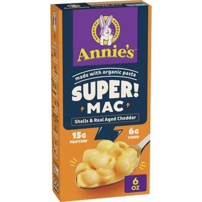Annies Super Mac Protein Mac & Cheese Shells & Real Aged Cheddar - 6oz