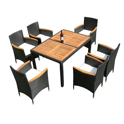 Nestfair Gulliver 7pc Wicker Outdoor Dining Set Black