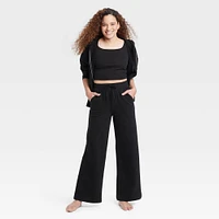 Women Fleece Wide Leg Lounge Pant