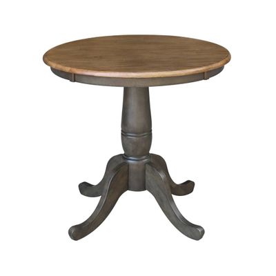 29 Clause Round Top Pedestal Dining Table Hickory Brown - International Concepts: Solid Wood, Mid-Century, 4-Seater