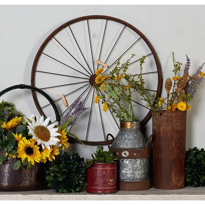 Metal Bike Wheel Wall Decor with Clothespin Photo Brown - Olivia & May