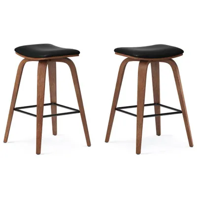 Set of 2 Darius Saddle Bar Stool Black - WyndenHall: Upholstered, Contemporary, Fixed Height Counter Seating