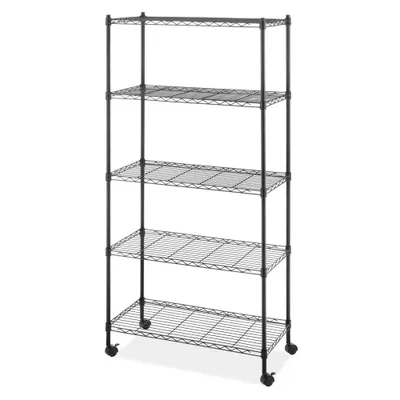 Whitmor Supreme 5 Tier Cart Silver: Portable Storage & Organization, Compatible with 13 Cube System, Decorative Bins